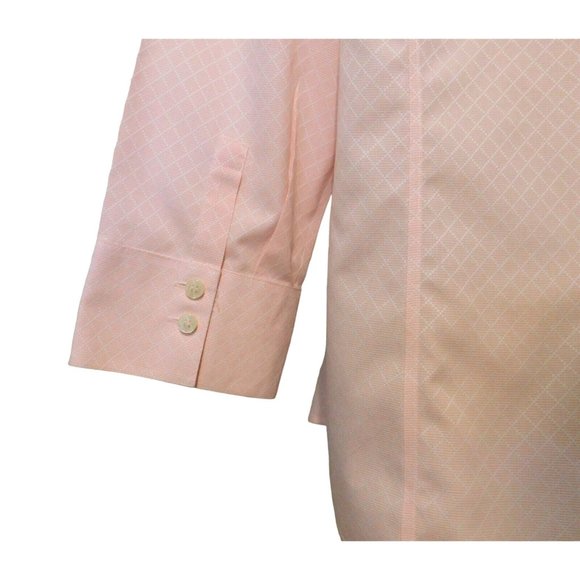Liz Claiborne Blouse 12 Light Pink No Iron 3/4 Sleeves Tailored 100% Cotton - Picture 6 of 7